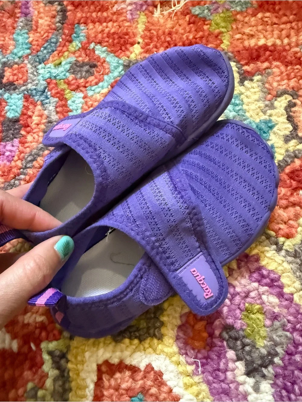 Kids Purple Water Shoes with Hook-and-Loop Strap